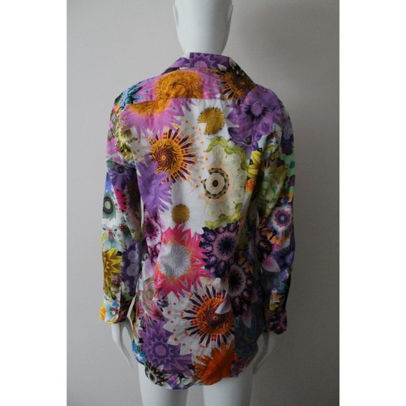 ETRO Floral Geometric Print Cotton Shirt Blouse Colourful Size EU 38/ Small - Picture 3 of 9